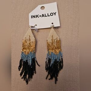 NWT ALLOY Cream and Gold Ombre Beaded Earrings